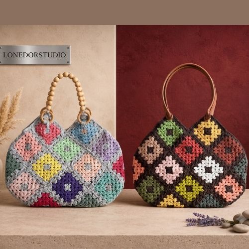 Handmade Granny Square Omuz Cantasi
