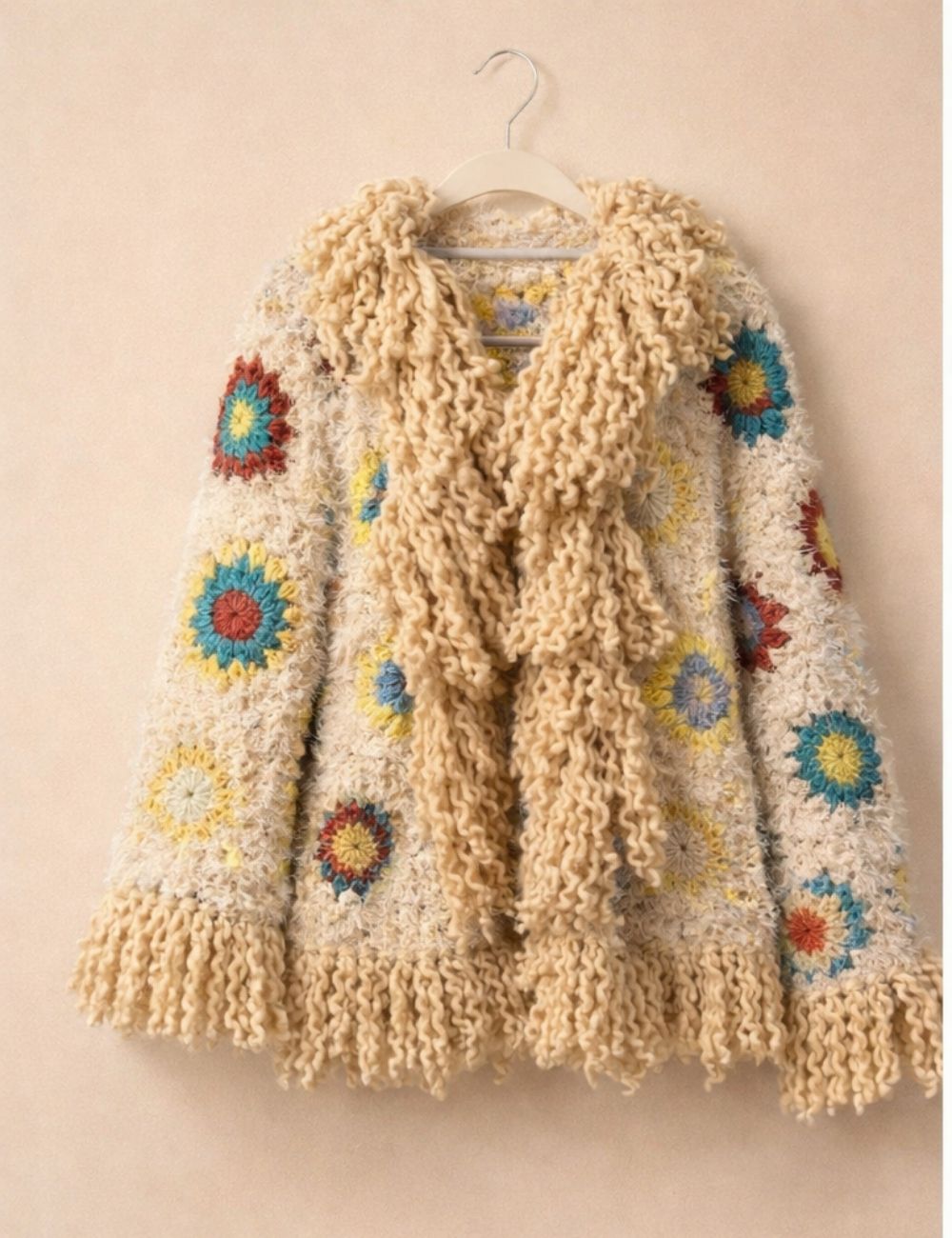 Boho Kahve Renk Patchwork Ceket
