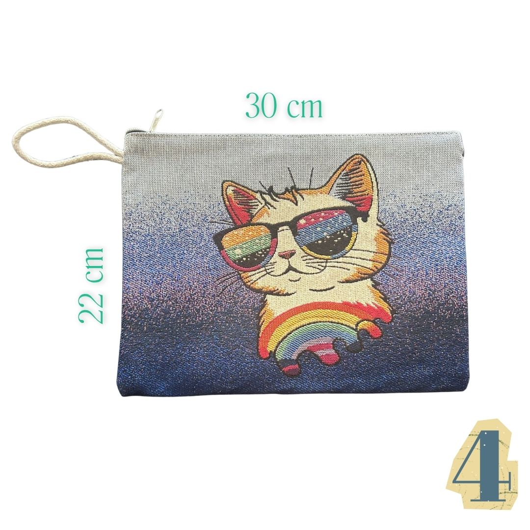Art Cat Goblen Makyaj Çantası ve Cuzdan Seti