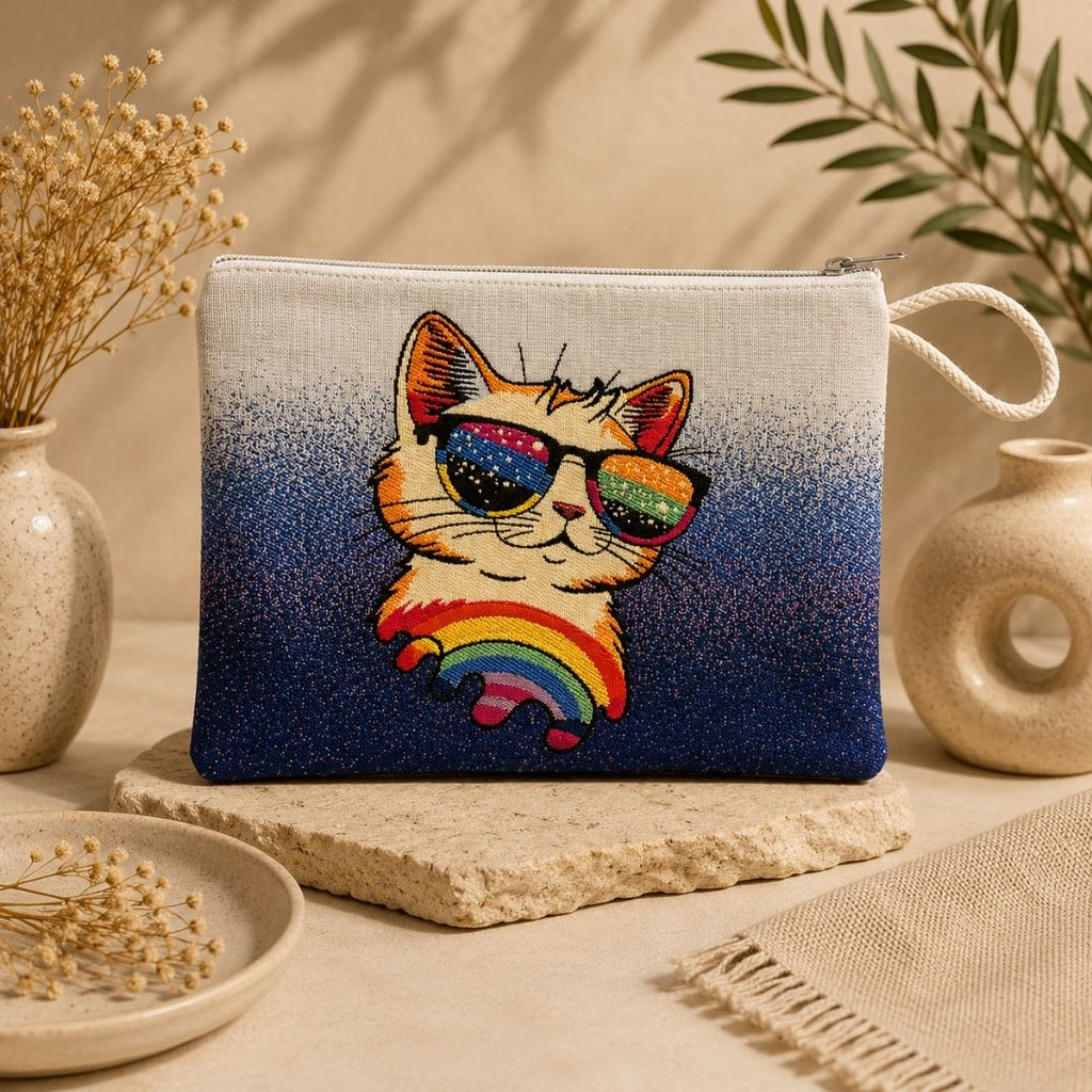 Art Cat Goblen Makyaj Çantası ve Cuzdan Seti