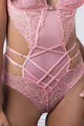 Pembe Maskeli Fantezi Bodysuit