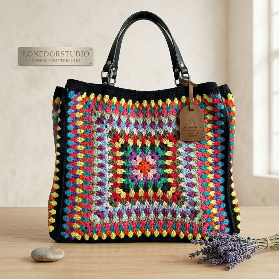 Handmade Renkli Bohem Tote Canta | Oversize Omuz ve Plaj Cantasi