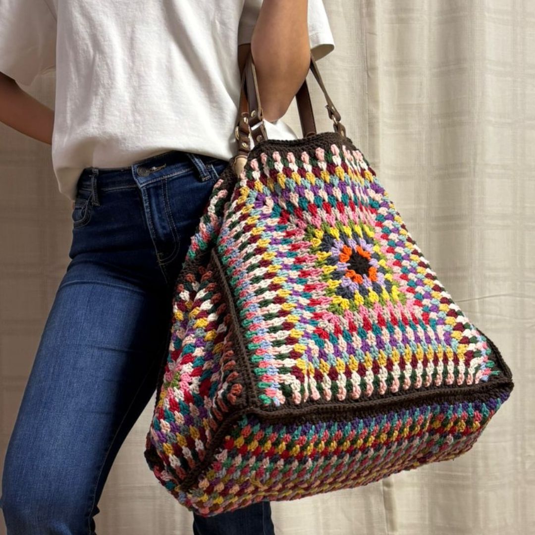 Handmade Renkli Bohem Tote Canta | Oversize Omuz ve Plaj Cantasi