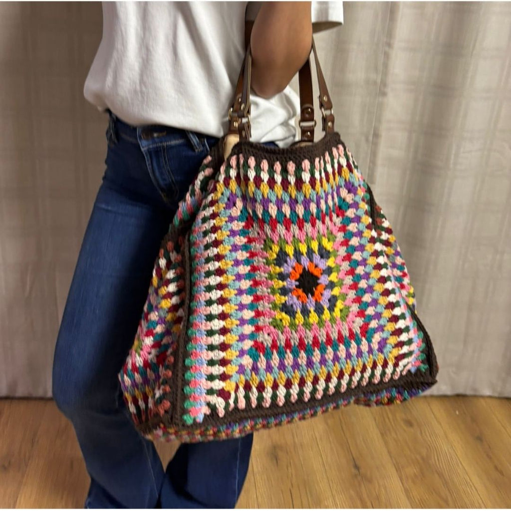 Handmade Renkli Bohem Tote Canta | Oversize Omuz ve Plaj Cantasi