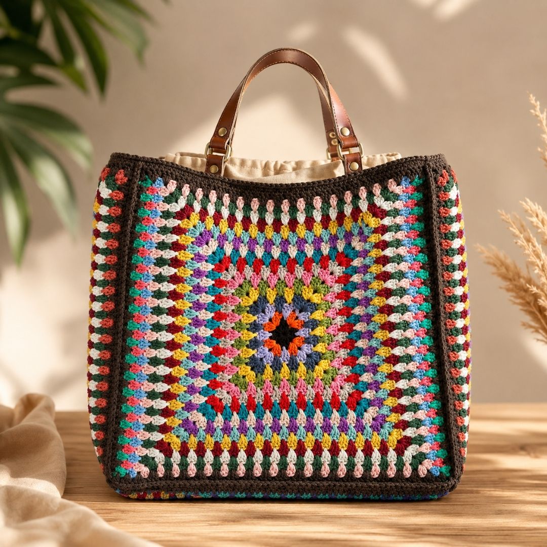 Handmade Renkli Bohem Tote Canta | Oversize Omuz ve Plaj Cantasi
