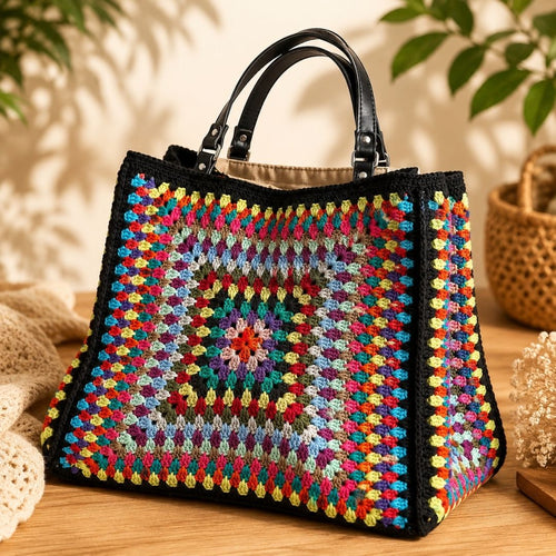 Handmade Renkli Bohem Tote Canta | Oversize Omuz ve Plaj Cantasi