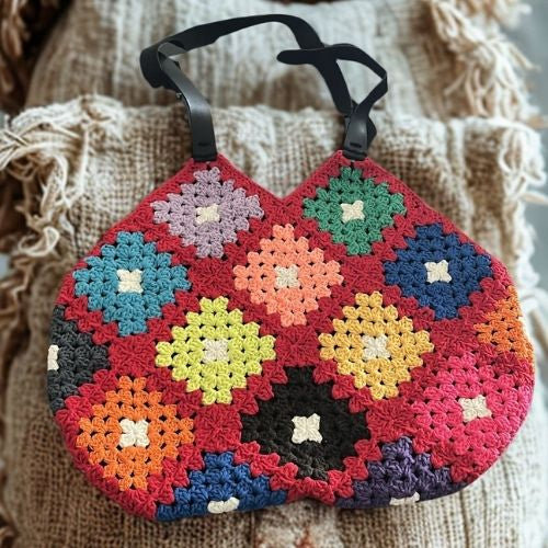 Handmade Motifli  Deri Sap Omuz Cantasi
