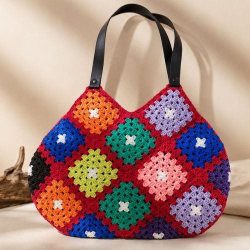 Handmade Motifli  Deri Sap Omuz Cantasi