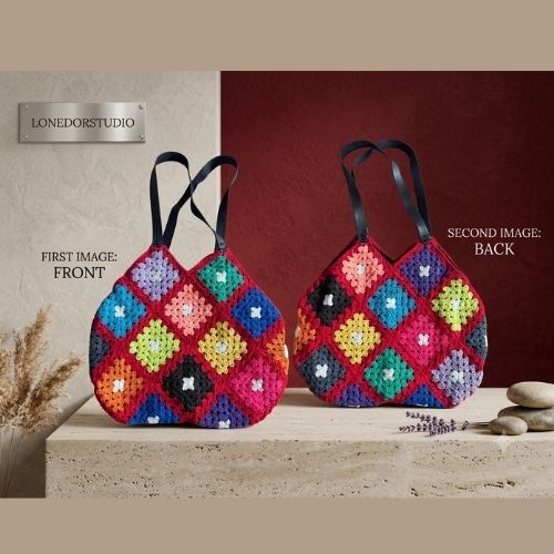 Handmade Motifli  Deri Sap Omuz Cantasi