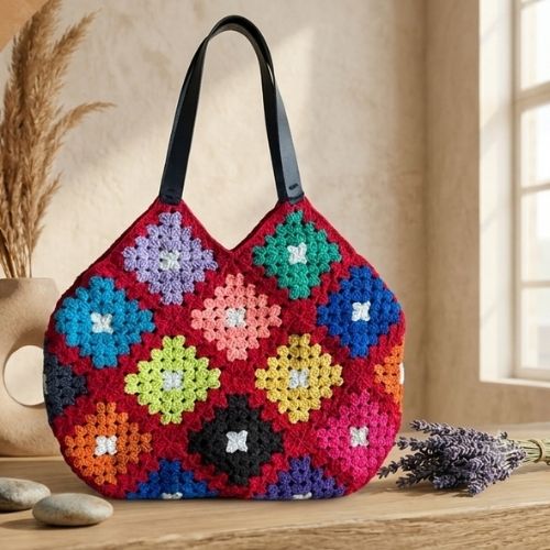 Handmade Motifli  Deri Sap Omuz Cantasi
