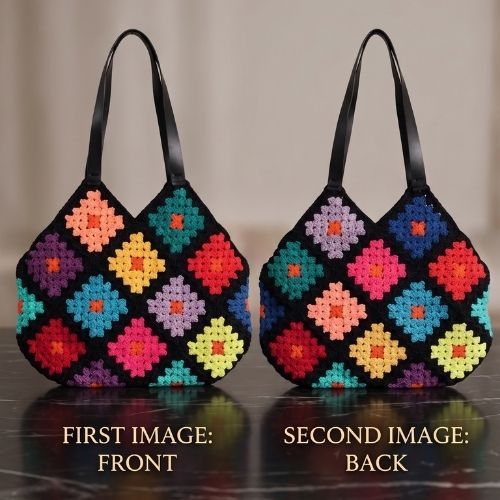 Handmade Motifli  Deri Sap Omuz Cantasi