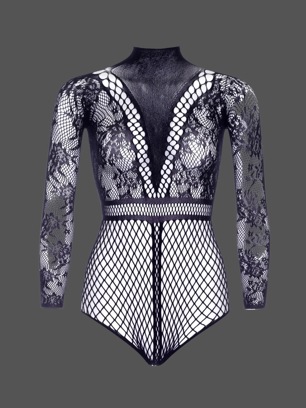 Obsidian Lace - Geometrik Dantel ve File Bodysuit