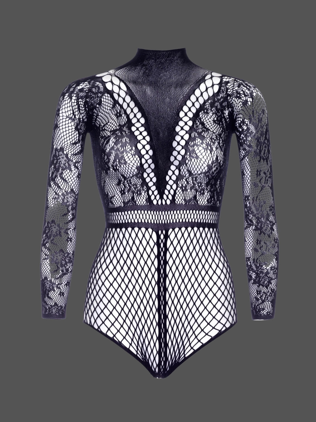 Obsidian Lace - Geometrik Dantel ve File Bodysuit