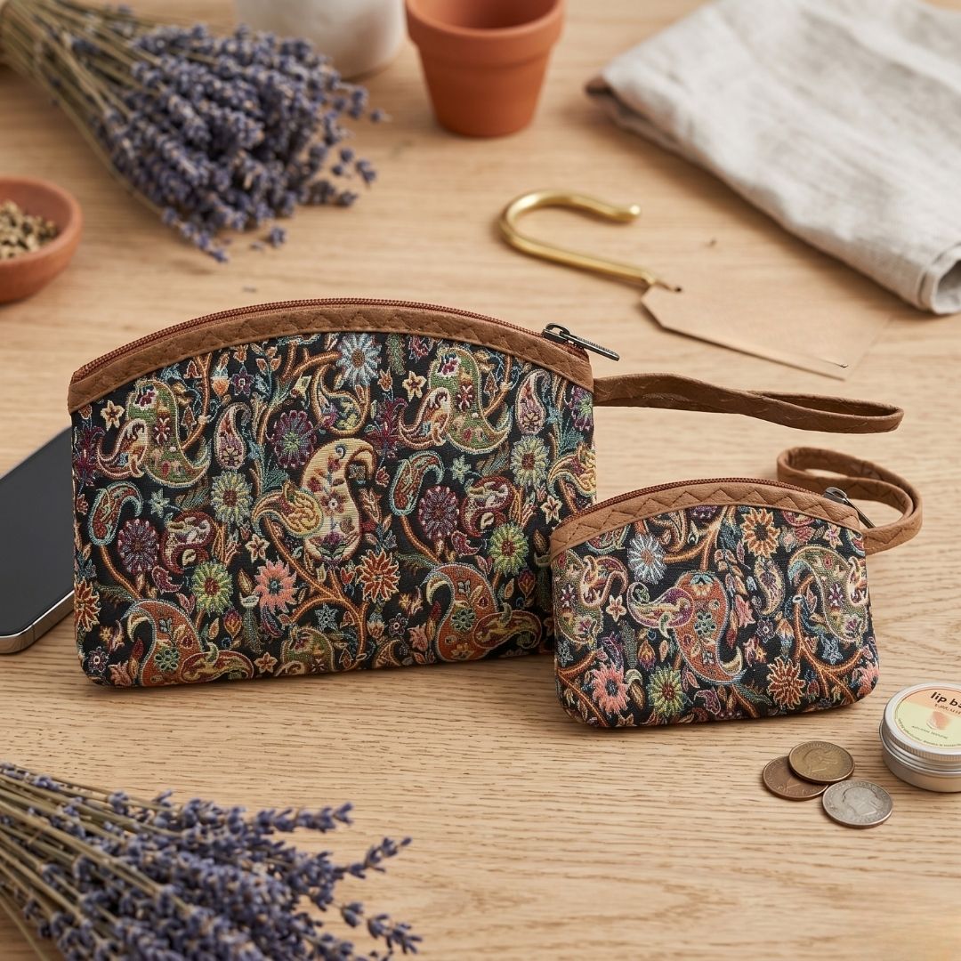 Paisley Desenli Makyaj Cantasi ve Organizer Seti
