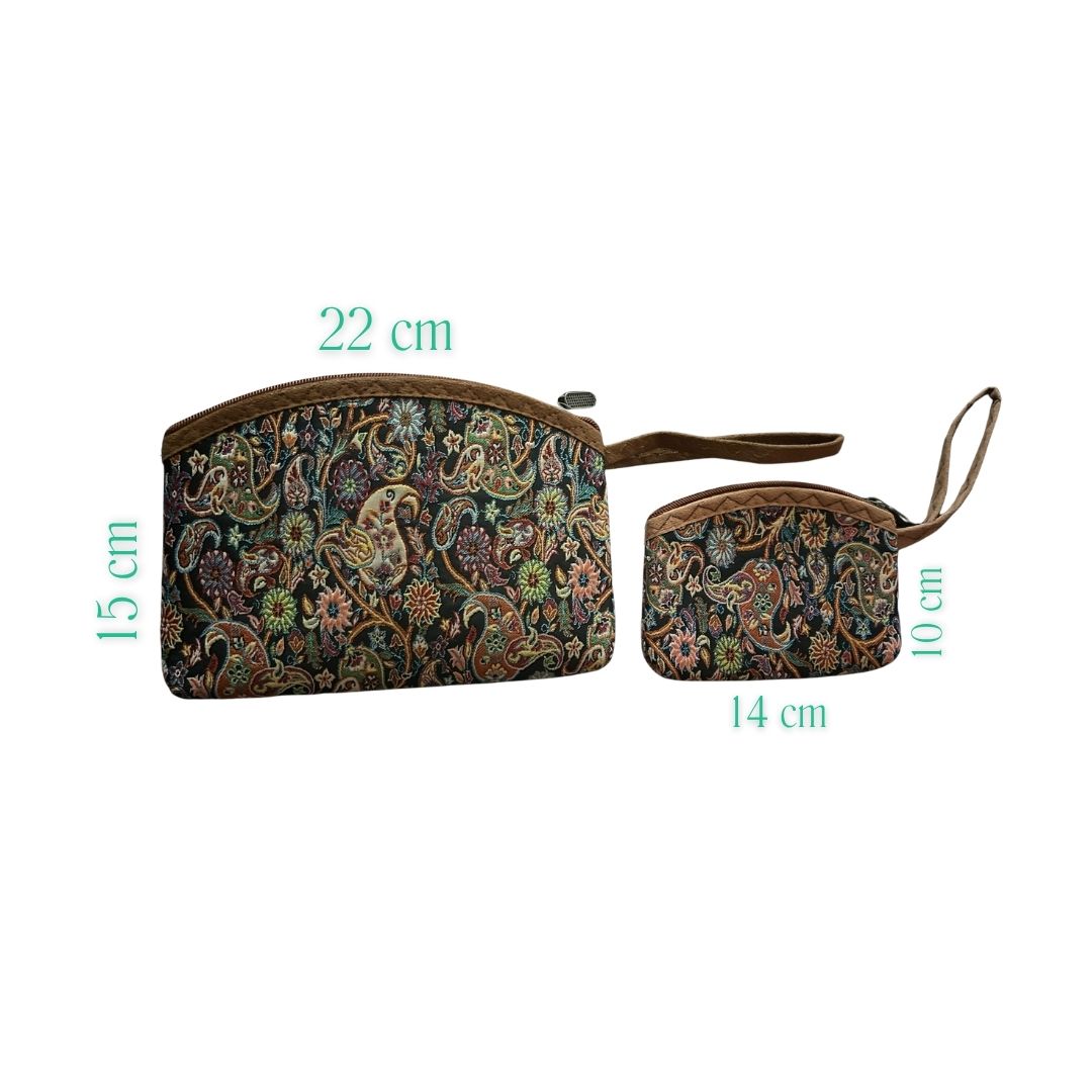Paisley Desenli Makyaj Cantasi ve Organizer Seti