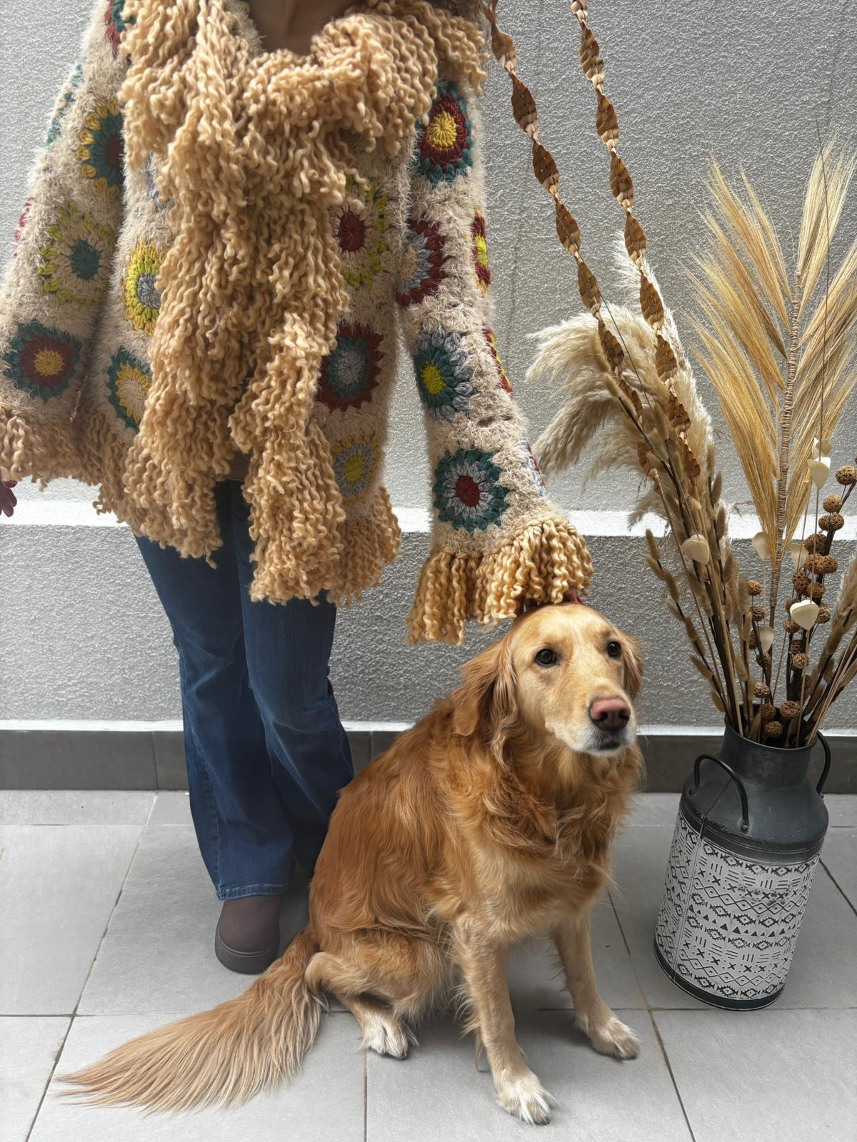Boho Kahve Renk Patchwork Ceket