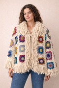 Boho Stil Renkli Motifli Patchwork Ceket