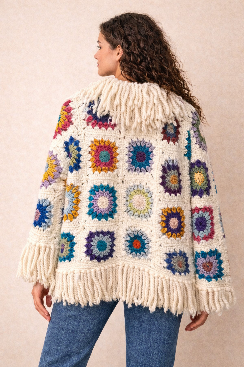 Boho Stil Renkli Motifli Patchwork Ceket