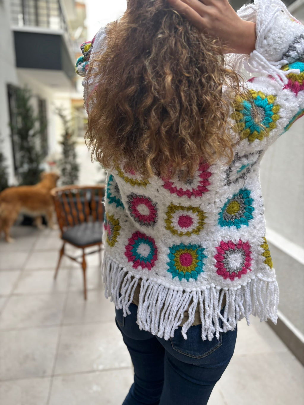 Boho Stil Renkli Motifli Patchwork Ceket