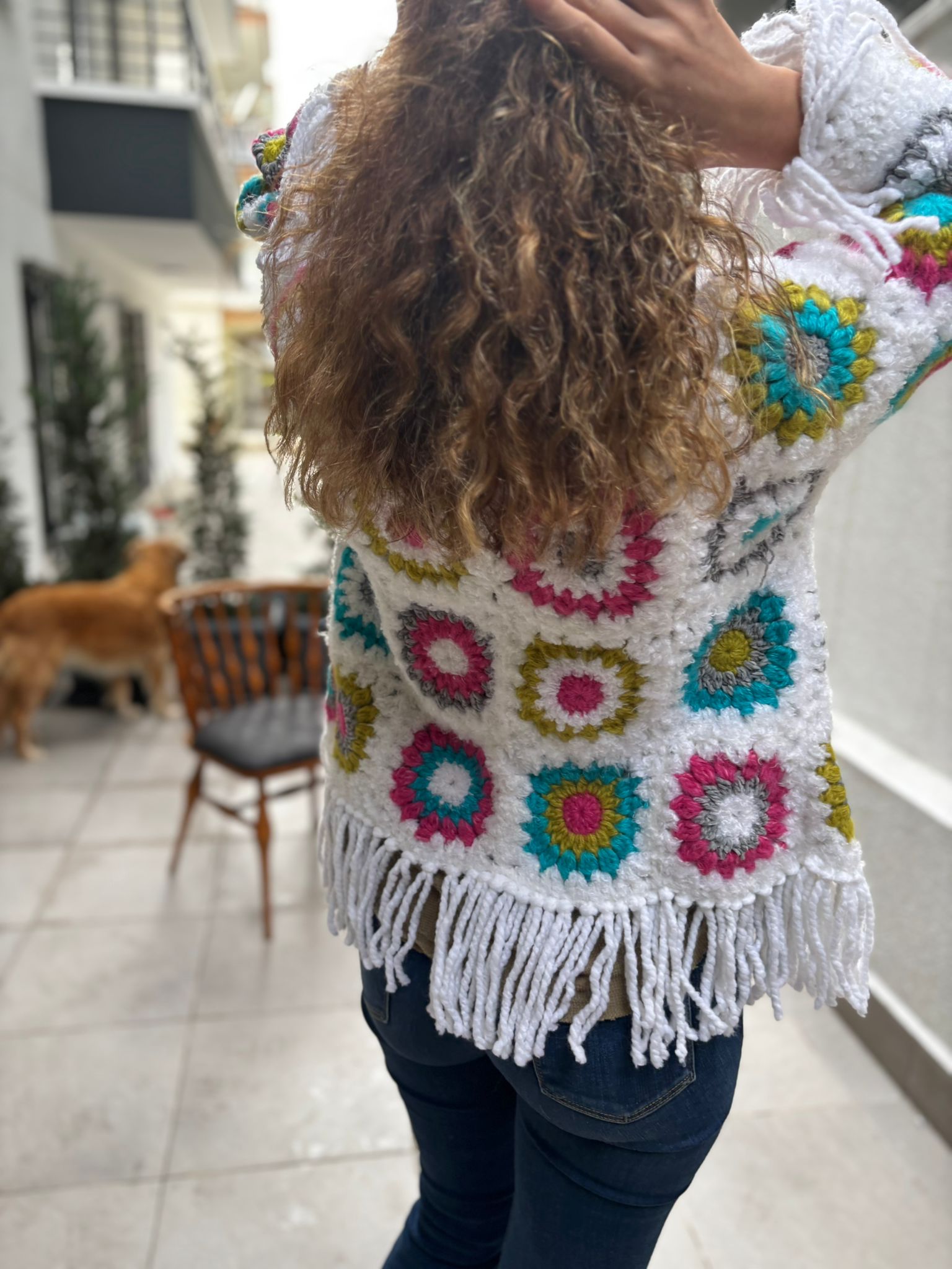 Boho Stil Renkli Motifli Patchwork Ceket