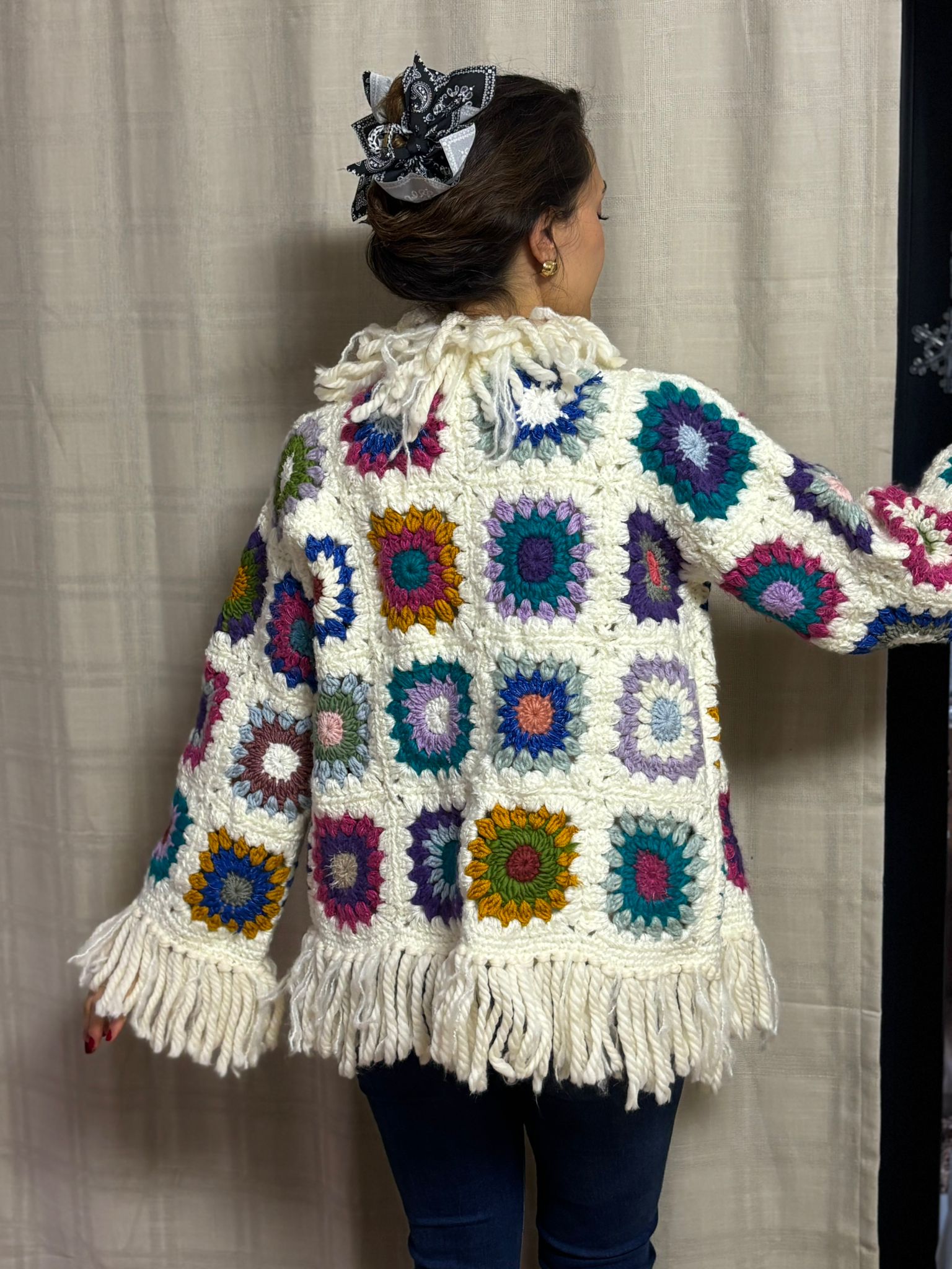 Boho Stil Renkli Motifli Patchwork Ceket