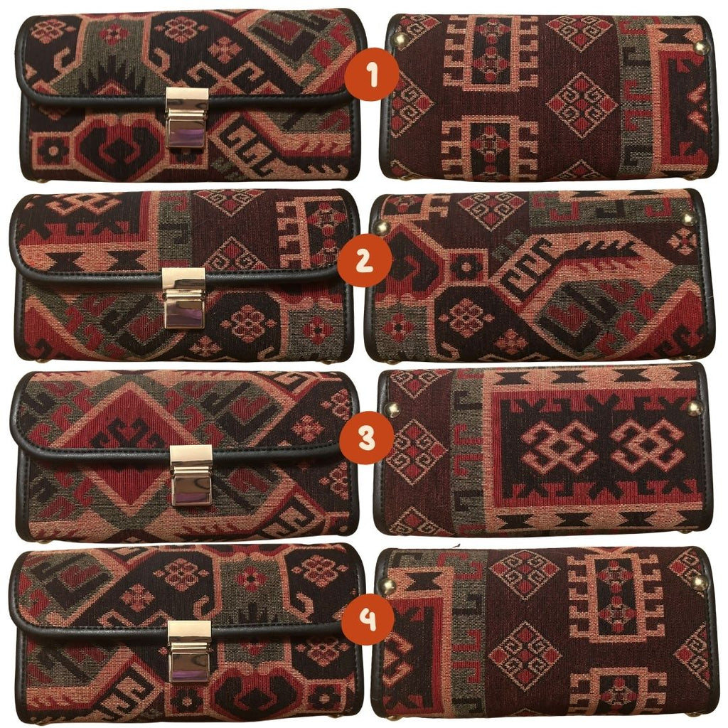 Anadolu Kilim Desenli Zincir Askili Omuz Cantasi