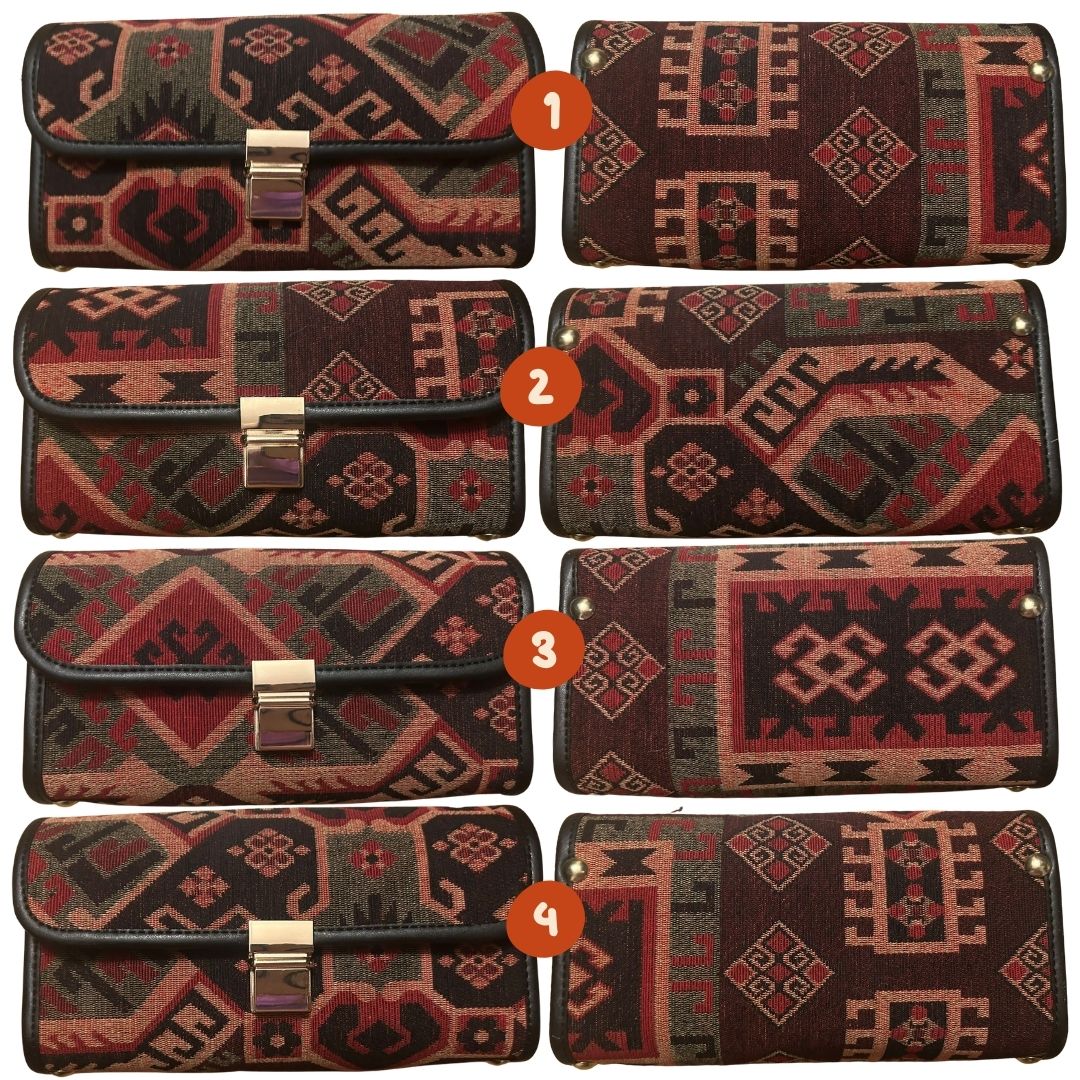 Anadolu Kilim Desenli Zincir Askili Omuz Cantasi