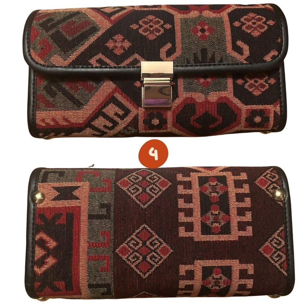 Anadolu Kilim Desenli Zincir Askili Omuz Cantasi